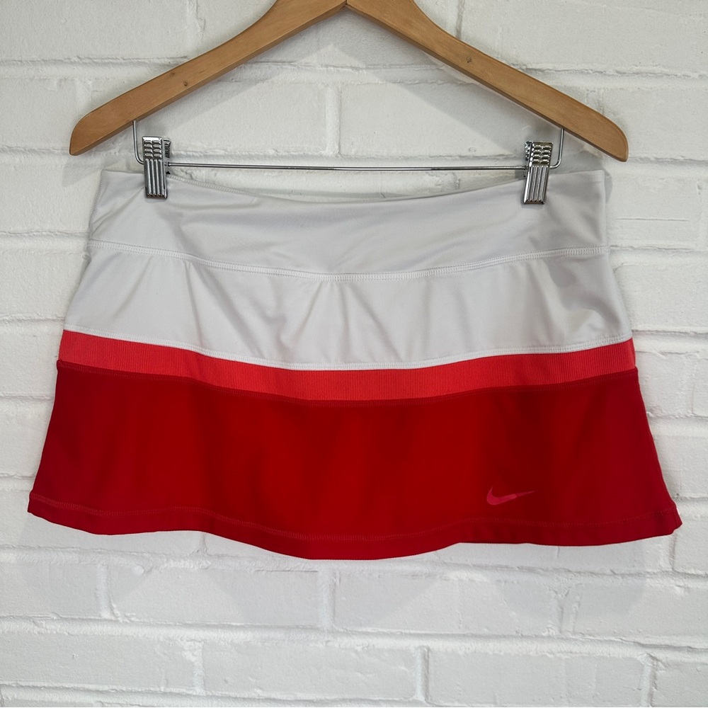 Nike Mini Tennis Skirt Skort White Orange Red Size Large